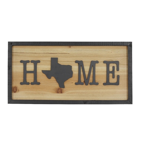 None Other - Texas Home Wall Decor Black & Wood Rustic Farmhouse 12”x24”